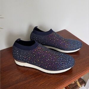 Carvela Kurt Geiger blue rhinestone slip on sneakers Size 39 Like new EUC